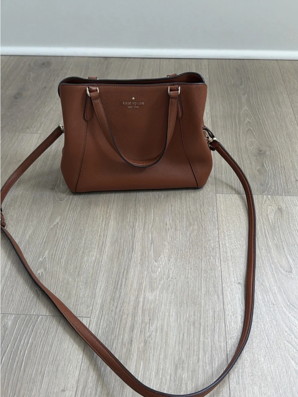 kate spade Tan/Brown Leather Shoulder Satchel with Crossbody Strap